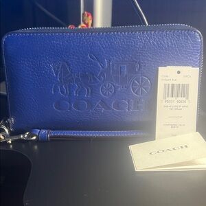 Coach Royal Blue Embossed Leather Wallet